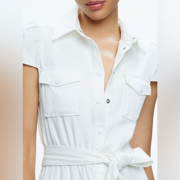 NEW Alice + Olivia MIRANDA MAXI DENIM DRESS in white - Picture 4 of 10